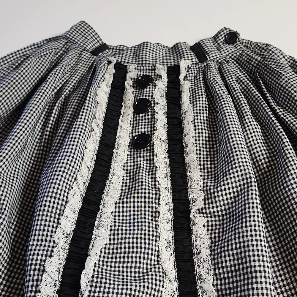 Vintage Handmade Mid 1900's Crinoline lined gingham skirt Jr 23 in waist - XS - Picture 7 of 7